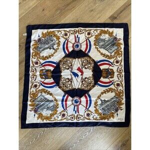 Patricia Paris Scarf 30x30" France Vintage Red White Blue  Vintage Made In Italy